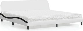 vidaXL Κρεβάτι με Στρώμα Dover Λευκό/Μαύρο 200x200εκ.Συνθ. Δέρμα