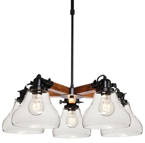 Φωτιστικό Οροφής OD905005P Με Ξύλο Black Wood, Glass