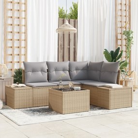 vidaXL Σετ Καναπέ 5 Τεμαχίων με Μαξιλάρια Μπεζ Πολυ Ρατάν