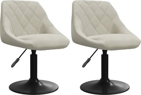 vidaXL Καρέκλες Τραπεζαρίας Περιστρεφόμενες 2 τεμ. Κρεμ Βελούδινες