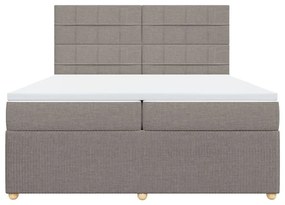 Κρεβάτι Boxspring με Στρώμα Taupe 200x200 εκ. Υφασμάτινο - Μπεζ-Γκρι