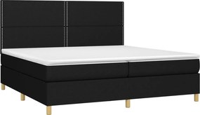 vidaXL Κρεβάτι Boxspring με Στρώμα Μαύρο 200x200 εκ. Υφασμάτινο