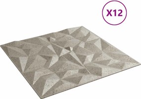 vidaXL Πάνελ τοίχου 12 pcs Αμέθυστος Μπετόν 50 x 50 cm Φελιζόλ XPS