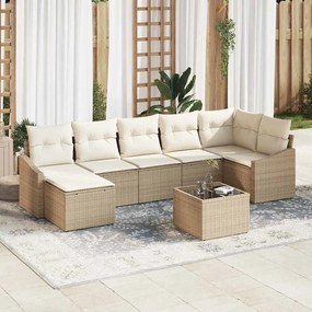vidaXL Σετ Καναπέ Κήπου 8 pcs Μπεζ Πολυ ράταν