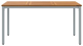 vidaXL Τραπέζι Κήπου 150x90x75 εκ από Στερεό Δρυ και Μέταλλο