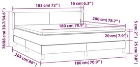 vidaXL Κρεβάτι Boxspring με Στρώμα Σκούρο Καφέ 180x200 εκ Υφασμάτινο