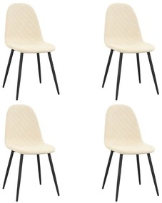Καρέκλες Τραπεζαρίας 4 τεμ. Κρεμ Λευκές Βελούδινες - Λευκό