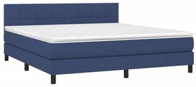 vidaXL Κρεβάτι Boxspring με Στρώμα & LED Μπλε 180x200 εκ. Υφασμάτινο