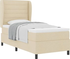vidaXL Κρεβάτι με ελατήρια με στρώμα Κρεμ 100 x 200 cm ύφασμα