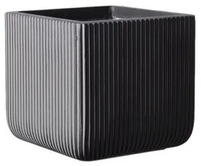 Γλάστρα Πήλινη Τετράγωνη Stripe Γκρι L 37x37x33 εκ. C-9940-8 Supergreens-C-9940-8-Γκρι C-9940-8