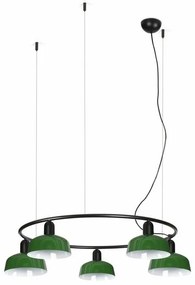 Φωτιστικό Οροφής Κρεμαστό Tatawin Circular Metal S 5xE27 Black-Green Faro Barcelona