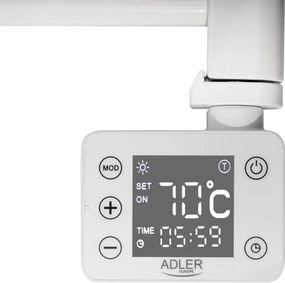 Λίρα για μπάνιο Adler AD 7823, 400W, 10 θερμαντικές ταινίες, πίνακας ελέγχου LED, λειτουργία εξοικονόμησης ενέργειας, IP24, Λευκό