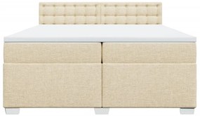 Κρεβάτι Boxspring με Στρώμα Κρεμ 200x200 εκ. Υφασμάτινο - Κρεμ