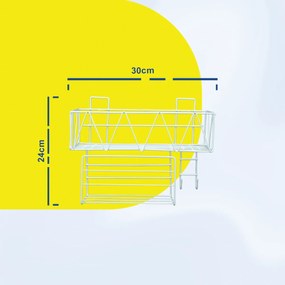 Επιτοίχιο Μεταλλικό Ράφι με Γάντζους 30x12.5x24cm Άσπρο ή Μαύρο - Άσπρο