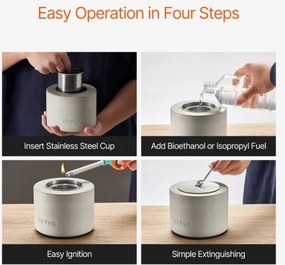 VEVOR Tabletop Fire Pit Bowl Concrete Fireplace Indoor Outdoor Patio Cylinder