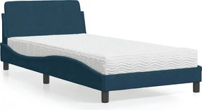 vidaXL Κρεβάτι με Στρώμα Dover Μπλε 100x200 εκ. Βελούδινος