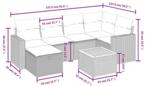 vidaXL Σετ Καναπέ Κήπου 7 τεμ. Μικτό Μπεζ Συνθετικό Ρατάν & Μαξιλάρια