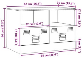 Έπιπλο Τηλεόρασης Μουσταρδί Κίτρινο 67x39x44 εκ. από Ατσάλι - Κίτρινο