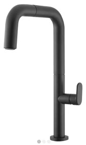 Armando Vicario Eva 400746 Black Matt Μπαταρία Κουζίνας  Με Υψηλό Περιστρεφόμενο Ρουξούνι και Συρόμενο Ντους