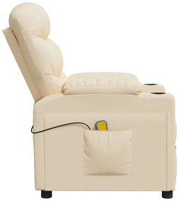 vidaXL Πολυθρόνα Μασάζ Ηλεκτρική Κρεμ Υφασμάτινη