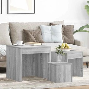 vidaXL Τραπεζάκια Ζιγκόν 3 τεμ. Γκρι Sonoma από Επεξεργασμένο Ξύλο