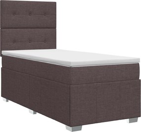 vidaXL Κρεβάτι box spring με στρώμα Σκούρο Καφέ 100 x 200 cm Ύφασμα