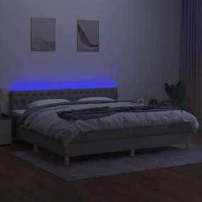 ΚΡΕΒΑΤΙ BOXSPRING ΜΕ ΣΤΡΩΜΑ &amp; LED ΑΝ.ΓΚΡΙ 200X200ΕΚ. ΥΦΑΣΜΑΤΙΝΟ 3133981