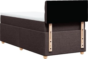 vidaXL Κρεβάτι Boxspring με Στρώμα Σκούρο Καφέ 100x200 εκ. Υφασμάτινο