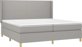 vidaXL Κρεβάτι Boxspring με Στρώμα &amp; LED Αν.Γκρι 200x200εκ. Υφασμάτινο