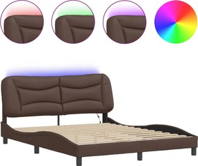 vidaXL Πλαίσιο κρεβατιού με LED χωρίς στρώμα Hvar Καφέ 160x200 εκ.