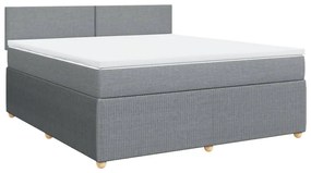 Κρεβάτι Boxspring με Στρώμα Ανοιχτό Γκρι 180x200 εκ. Υφασμάτινο - Γκρι