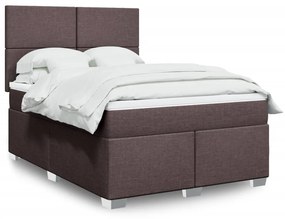 VidaXL Κρεβάτι Boxspring με Στρώμα Σκούρο Καφέ 140x190 εκ. Υφασμάτινο