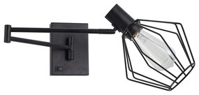 SE21-BL-52-GR1 ADEPT WALL LAMP Black Wall Lamp with Switcher and Black Metal Grid+