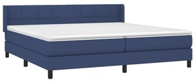 Κρεβάτι Boxspring με Στρώμα Μπλε 200x200 εκ. Υφασμάτινο - Μπλε