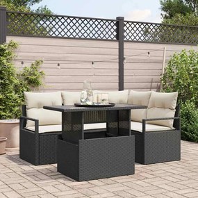 vidaXL Σετ Καναπέ Κήπου 5 pcs Μαύρο και κρεμ 100 x 55 x 73 εκ
