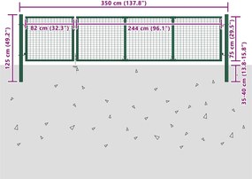 vidaXL Πόρτα Κήπου Πράσινη 350x100 εκ. από Ατσάλι