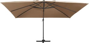 vidaXL Ομπρέλα Κήπου Κρεμαστή Taupe 400x300 εκ. Ιστός Αλουμινίου &amp; LED