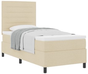 vidaXL Κρεβάτι Θεμελίωσης με Στρώμα Κρέμα 100x200 εκ. Ύφασμα
