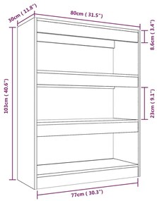 ΒΙΒΛΙΟΘΗΚΗ/ΔΙΑΧΩΡ. ΧΩΡΟΥ ΓΥΑΛ. ΛΕΥΚΟ 80X30X103 ΕΚ ΕΠΕΞΕΡΓ. ΞΥΛΟ 811706