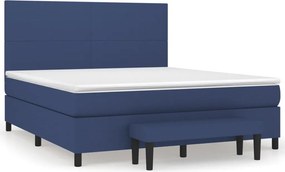 vidaXL Κρεβάτι Boxspring με Στρώμα Μπλε 180x200 εκ. Υφασμάτινο