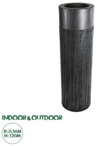 20762 GloboStar® Artificial Garden PISA 20762 Επιδαπέδιο Πολυεστερικό Τσιμεντένιο Κασπώ Γλάστρα - Flower Pot Γκρι Ανθρακί Φ36 x Υ120cm