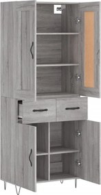 vidaXL Ντουλάπι Γκρι Sonoma 69,5 x 34 x 180 εκ. Επεξεργασμένο Ξύλο