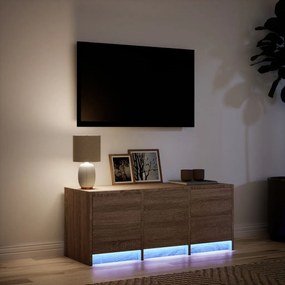 Έπιπλο Τηλεόρασης με LED Καφέ Δρυς 97x34x40 εκ. από Επεξ. Ξύλο - Καφέ