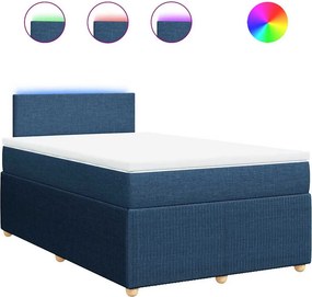 vidaXL Κρεβάτι Boxspring με Στρώμα Μπλε 120x190 εκ. Υφασμάτινο
