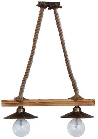 Φωτιστικό Οροφής UT-150RAGA 2/L Rope Up 31-0879 Natural Metal,Wood