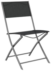 vidaXL Καρέκλες Εξ. Χώρου Πτυσσόμενες 4 τεμ. Μαύρες. Ατσάλι/Textilene