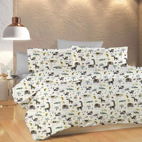 Σεντόνια Παιδικά Zoo 557 (Σετ 3τμχ) White-Grey DimCol Single 160x240cm 100% Βαμβάκι