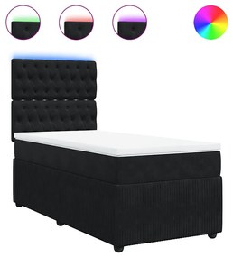 vidaXL Κρεβάτι Boxspring με Στρώμα Μαύρο 90x200 εκ. Βελούδινο