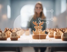 Intra Συλλεκτικό Ξύλινο Παζλ Plywood 4mm - Εορταστικά επιδόρπια με τάρανδο Σε Ξύλινο Κουτί - Διαστάσεις: 10x10 cm – 25 κομμάτια