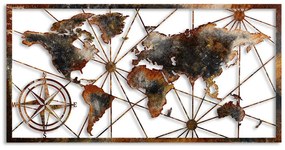 Διακοσμητικό τοίχου World Map Megapap μεταλλικό χρώμα μαύρο - bronze 120x60εκ.-GP052-0083